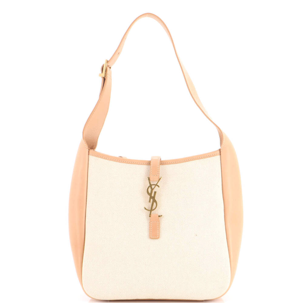Saint Laurent Small Le 5 a 7 Supple Hobo Canvas and Leather